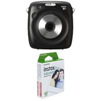 Fujifilm Instax Square SQ10 Hybrid Instant Camera (Black) w/ Fujifilm Instax Square Instant Film - 10 Exposures