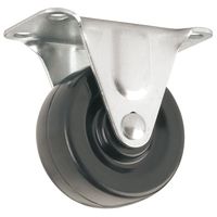 Heavy Duty Rubber Caster Wheel with Rigid Non-Swivel Top Plate  - 2-Inch -  125 lb. Load Capacity