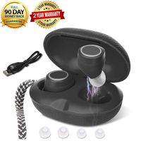 Leather Wireless Earbuds, MaxRona Deep Bass Wireless Headphones 14H Playtime Ture Wireless Bluetooth Earbuds Mini Wireless Bluetooth Headphones 3D Stereo Sound Bluetooth Headset(2pieces red) (Black)