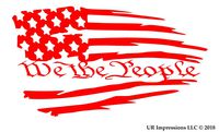 UR Impressions Red Tattered American Flag - We The People Decal Vinyl Sticker Graphics Car Truck SUV Van Wall Window Laptop|RED|7.5 X 4.2 Inch|URI613