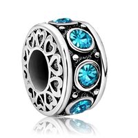 JMQJewelry Heart Love Birthstone Beads March Charm for Bracelets Valentine's Day