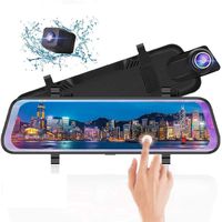 10 Inch Mirror Dash Cam Full Touch Screen, Poaeaon Backup Camera Stream Media, 1080P 170° Front and 1080P 150° Wide Angle Full HD Rear View Camera with G-Sensor, Night Vision