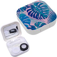 Portable Contact Lens Case Box Travel Kit Mirror + Bottle + Tweezers Container Holder [ Neon Colored Tropical ]