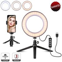 LED Ring Light 6.3-inch with Stands and Phone Holder, Dimmable Selfie Light Tabletop for Makeup, Webcasts - Super Bright for YouTube Filming, Live Videos, Tik Tok by CANNLEY LT2