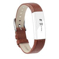 POY Replacement Bands Compatible for Fitbit Alta and Fitbit Alta HR, Genuine Leather Wristbands, Cross Brown