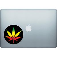 Green Yellow and Red Pot Leaf - 4 Inch Full Color Decal for Macbooks or Laptops - Proudly Made in The USA from Adhesive Vinyl