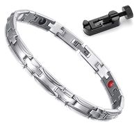 Extra Germanium Strength Magnetic&Negative-ions Therapy 316L Stainless Steel Bracelets for Men Health Stress Relief Wristband [Free Links Removal Tool]