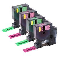 Replace Refill Dymo D1 Labels Tape 1/2 Inch Black on Neon (Black on Green/Pink)1933238 Labeling Tape, Compatible for DYMO LabelManager PnP 260P 210D 280 420 160 450D 360D Label Maker, 9.8 Feet(3m), 4P