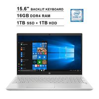 2020 HP Pavilion 15.6 Inch FHD 1080P Touchscreen Laptop (Intel Core i7-1065G7 up to 3.9GHz, 16GB DDR4 RAM, 1TB SSD (Boot) + 1TB HDD, Intel Iris Plus, Backlit KB, HDMI, WiFi, Bluetooth, Win10)