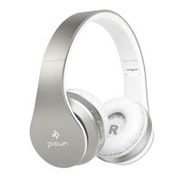 LQUIDE Bluetooth Headphones 4.0 Wireless Foldable Over Ear Headphones Hi-Fi Stereo Wireless and Wired Headset with A 3.5Mm Audio Cable Hands-Free Calling for Cellphone/PC/TV,White&Silver