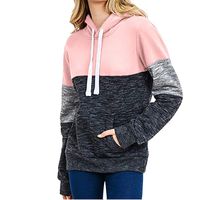 Milamy Women Hoodie Pullover Top Casual Long Sleeve Patchwork Blouse Loose Plus Size Drawstring Sweatshirt with Pocket