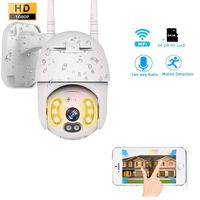 WiFi Security Camera Wireless Outdoor PTZ IP Dome Camera Waterproof Night Vision Two Way Audio Motion Detection Alarm Remote Intelligent + 64G SD Card