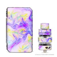 IT'S A SKIN Decal Vinyl Wrap for VooPoo Drag 2 V2 & UForce T2 Tank Vape Sticker Sleeve Cover/Pastel Marble Resin Pink Purple Swirls Mix