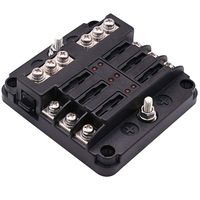 6-Way Boat Fuse Block W/Negative Bus - WUPP Automotive Fuse Box Holder with LED Warning Indicator & Durable Protection Cover for Car Marine DC 12-24V, Fuses Not Included