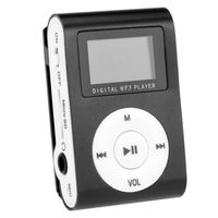 Mini Clip Metal Mp3 Player With LCD Screen + Micro / TF Slot Mp3 Black Support 16GB (not include SD card） (Black)