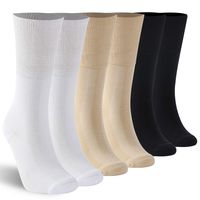 Socks Daze Comfort Non-Binding Loose Fit Dress Crew Socks with Seamless Toe Diabetic Socks 6 Pairs Multicolor S/M