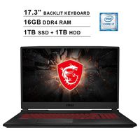 2019 Newest MSI Raider GL75 17.3 Inch FHD 1080p Gaming Laptop (Inter 6-Core i7-9750H up to 4.5GHz, 16GB DDR4 RAM, 1TB SSD (Boot) + 1TB HDD, GeForce GTX 1660 Ti 6GB, Backlit KB, Webcam, Windows 10)