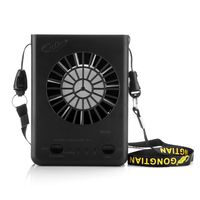 Powshop Portable Necklace Multi-functional Rechargeable Mini Fan 3 Speeds Personal Cooling Fan with 18650 Li-ion Battery & USB Charging & String for Outdoors/Travel/Office (Black)