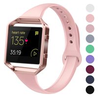 Acrbiutu Bands Compatible with Fitbit Blaze, Slim Thin Narrow Replacement Silicone Sport Accessory Strap Wristband with Metal Frame Compatible for Fitbit Blaze Women Men