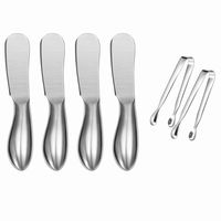 Sweetfamily Spreader Knife Set,6-Piece Cheese and Butter Spreader Knives,Mini Serving Tongs,Stainless Steel Multipurpose Butter Knives