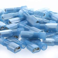 AIRIC 100PCS Blue 16-14 Gauge Nylon Fully Insulated Female Quick Disconnects Spade Wire Crimp Terminal Connectors