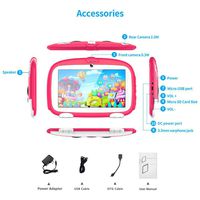 7 inch Kids Tablet with WiFi 40+ APP Android 6.0 1G RAM+8G ROM Tablet for Kids Pink