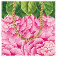 Caspari Camellias Small Square Gift Bag - 4 Bags