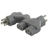 Conntek 30105 Y Male Plug Adapter U.S. 3 Prong Male Plug To Two IEC C13 Female Connector