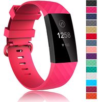 Velavior Waterproof Bands for Fitbit Charge 3 / Charge3 SE, Replacement Wristbands for Women Men Small Large (Hot Pink, Large)