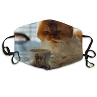 YUIOP Funny Cat Drink Coffee in The Morning Printed Mask Neutral Mask for Men and Women Polyester Dust-Proof Breathable Mask
