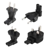 Plugrand Right Angle Universal Male to C7 AC Adapter Set, UK/Australia/Europe/USA 2-Prong Male to IEC 320 C7 Angled Power Adapter.