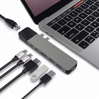 HyperDrive USB C Hub, Sanho Type C Multi-Port Adapter for MacBook Pro/Air 2019 2018, Dual 6in2 Thunderbolt USB-C Dongle w Gigabit Ethernet, 40Gb/s C-USB 100W, 5Gb/s Type-C w 60W PD, 4K HDMI, 2xUSB3.1