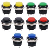Twidec/10Pcs SPST AC250V/3A AC125V/6A Mini Off(ON) NO Momentary Push Button Switch 5 Colour R13-507-5C