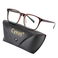 Cyxus Computer Blue Light Filter Vintage Retro Glasses, Anti Eye Strain Eyewear UV Headaches Lightweight Frame Eyeglasses TR90 (8183T29,Tea Brown)