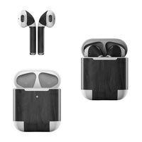 Skin Decals for Apple AirPods - Black Woodgrain - Sticker Wrap Fits 1st and 2nd Generation