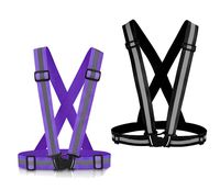 Chiwo Reflective Vest Running Gear 2Pack, High Visibility Adjustable Safety Vest Outdoor Reflective Belt for Night Cycling,Hiking, Jogging,Dog Walking, Construction Safe (Blank Purple)