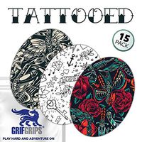 GrifGrips CGM Adhesive: Tattooed Combo - Oval Shape - Power-X + Extreme Formulas - 15 Pack (Dexcom G6 (Horizontal))