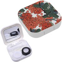 Portable Contact Lens Case Box Travel Kit Mirror + Bottle + Tweezers Container Holder [ Chrysanthemumsdrawing ]