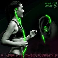 LightingCool Visible Glowing LED in-Ear Earphone Light Up Stereo sport Headphones with Mic over ear style Lights Flashing to Music Beat Wired Glow-in-the-dark Earphone for all Mobile Phones (Green)