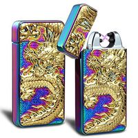 Electronic Lighter in Innovative Design, Plasma Arc, USB Rechargeable, Windproof, USB cable included, Elegant Gift Box (Purple-Dragon)