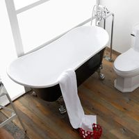 63" Acrylic Clawfoot Bathtub Elegant, Traditional Oval Slipper Tub with Claw Feet for Bathroom, Black (E-1675B)