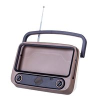 Goshfun [Upgraded] Retro TV Bluetooth Speaker Mobile Phone Holder, Portable Desktop Radio Cell Phone Stand Accessories for Phones with Screen Within 6.4 Inches (Mocha Brown)