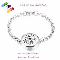 constantlife Hypoallergenic Essential Oil Diffuser Locket Bracelet -Stainless Steel Aromatherapy Scent Jewelry (Tree2)