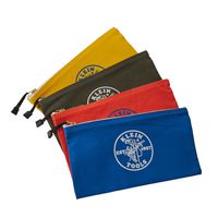 Klein Tools 5140 Zipper Bag, Utility Bag Use as Bank Deposit Bag, Tool Bag or Pouch, More in Olive, Orange, Blue, Yellow Canvas, 4pc Set