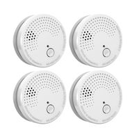 4 Pack Smoke Detector Fire Alarms 9V Battery Operated Photoelectric Sensor Smoke Alarms Easy to Install with Light Sound Warning, Test Button,9V Battery Included Fire Safety for Home Hotel School