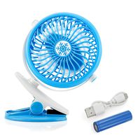 Oct17 Portable Stroller Table Fan Rechargeable Battery USB Mini Battery Operated Clip on Mini Desk Fan for Home Office Baby Stroller Car Laptop Study Gym Camping Tent - Blue