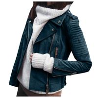 Women's Faux Suede Leather Motorcycle Jacket PU Slim Long Sleeve Zipper Short Biker Coat Parka Outwear for Women Daorokanduhp
