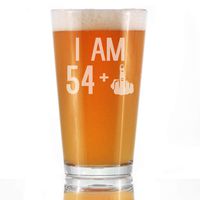 54 + 1 Middle Finger - 16 oz Pint Glass for Beer - Funny 55th Birthday Gifts for Men Turning 55
