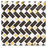 Papyrus Black and Gold Rush Beverage Napkins, 40-Count