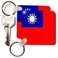 3dRose Taiwan Flag - Key Chains, 2.25 x 4.5 inches, set of 2 (kc_31588_1)